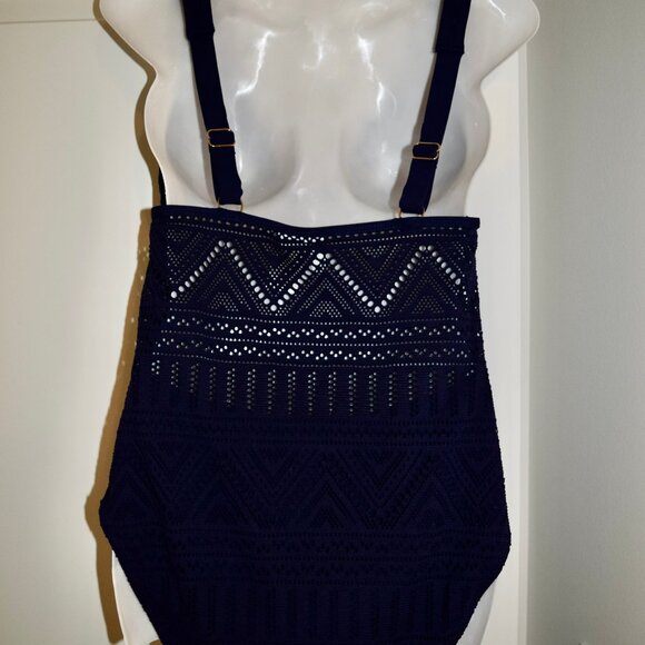 Anne Cole Signature Navy Crochet All Day Plunge One-Piece Size 8 NEW - Picture 9 of 12